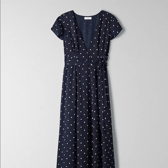 NWTO Aritzia Lexis wrap dress indigo - Picture 1 of 7